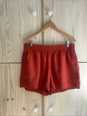 Linen Women's Elastic-Waist Rust Shorts